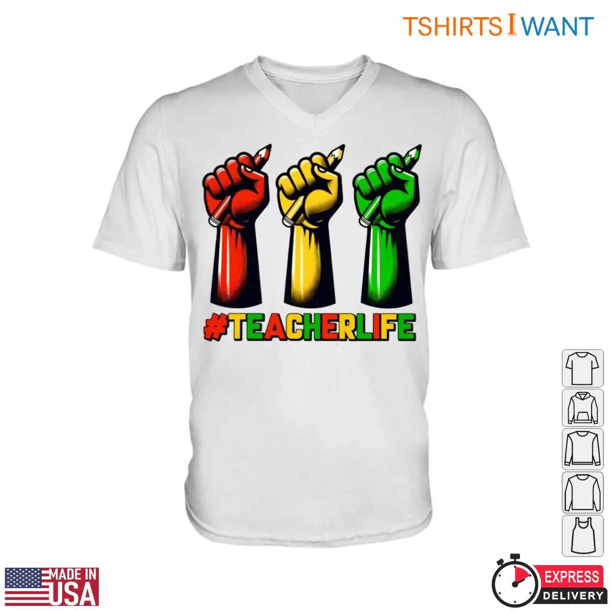 Teacher Empowerment T-Shirt - Fist and Pencil Design with Teacher Life Hashtag 13 Teacher Empowerment T-Shirt Detail