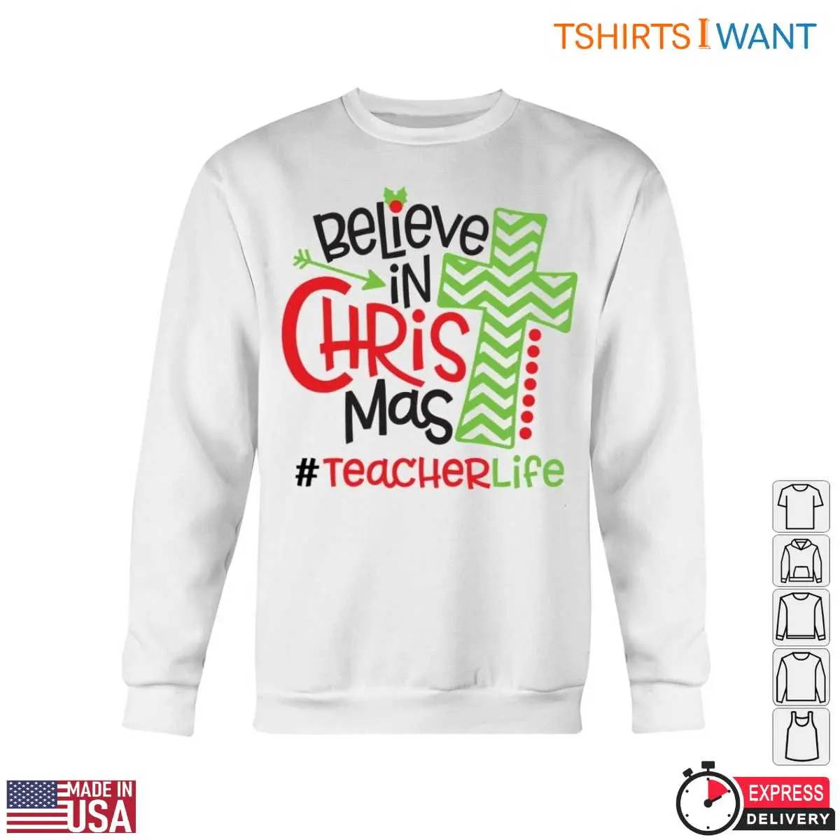 Teacher Life Believe in Christmas Cross T Shirt 5 1.jpg