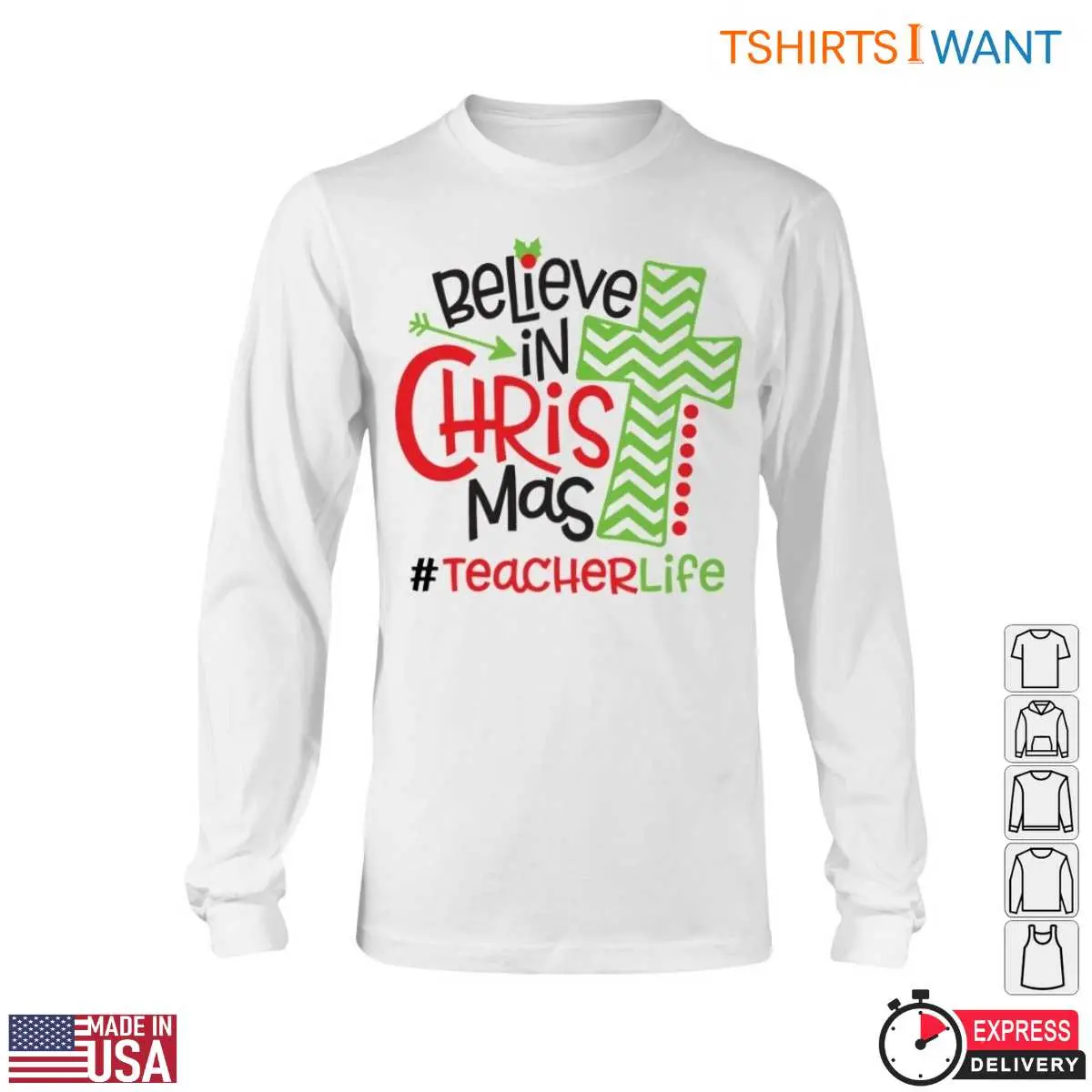 Teacher Life Believe in Christmas Cross T Shirt 6 1.jpg