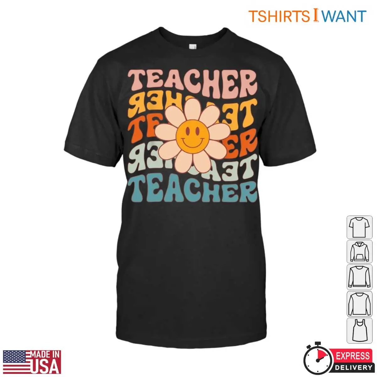Teacher Smiley Flower T-Shirt 12 Teacher Smiley Flower T-Shirt Front View