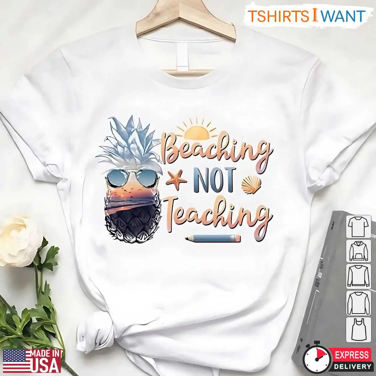 Teacher Summer Break Shirt - Beaching Not Teaching 2 Teacher Summer Break Shirt Front View