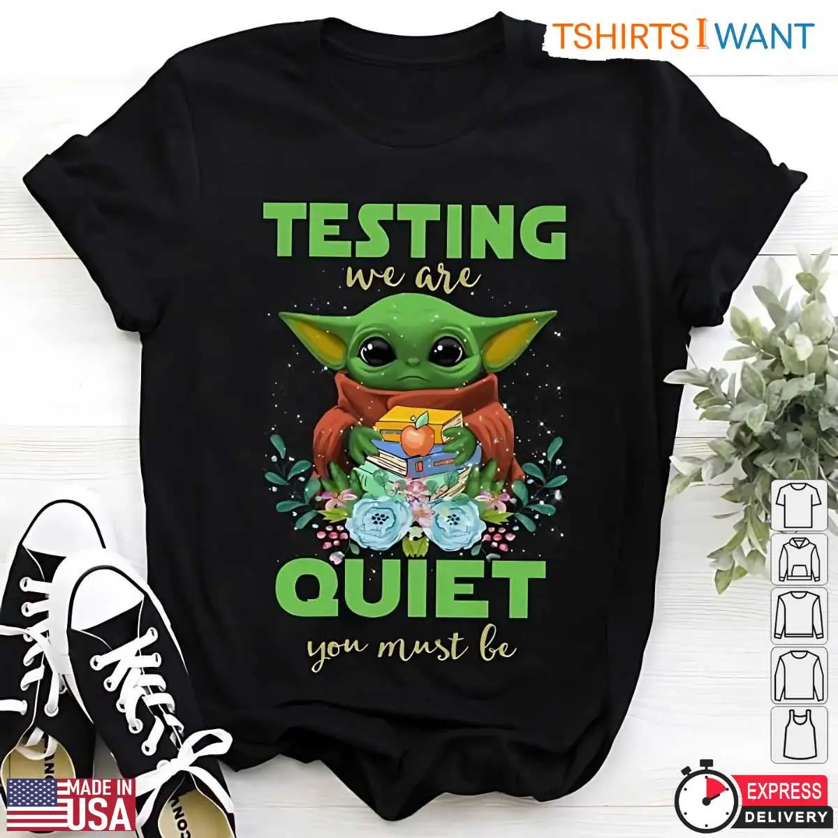Teacher Testing Day Baby Yoda T-Shirt 2 Teacher Testing Day Baby Yoda T-Shirt Front View