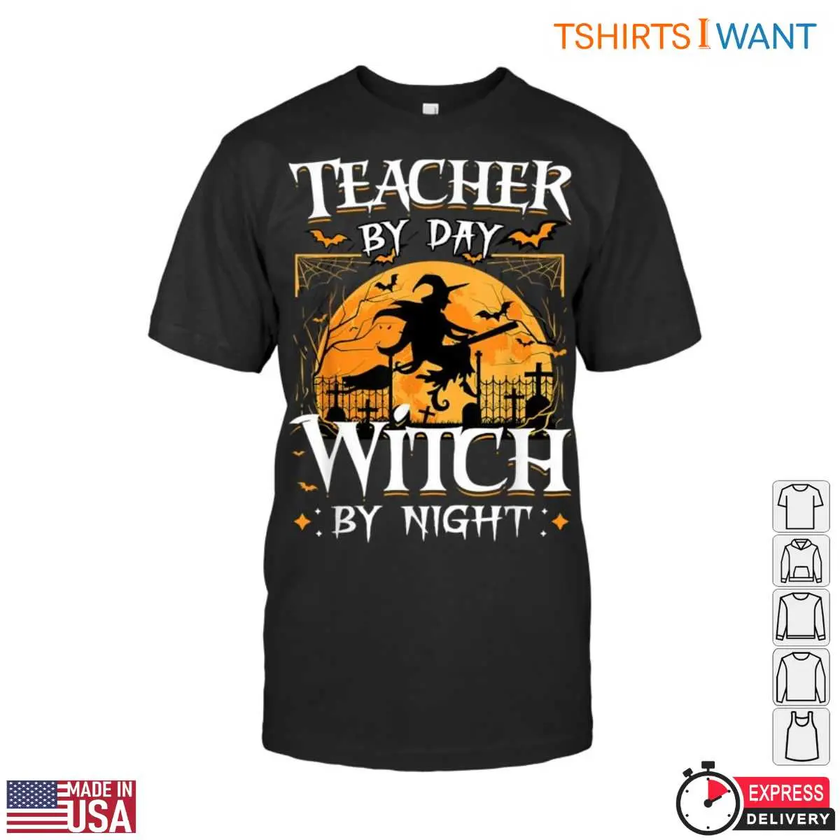 Teacher by Day Witch by Night Halloween T Shirt 1 1.jpg