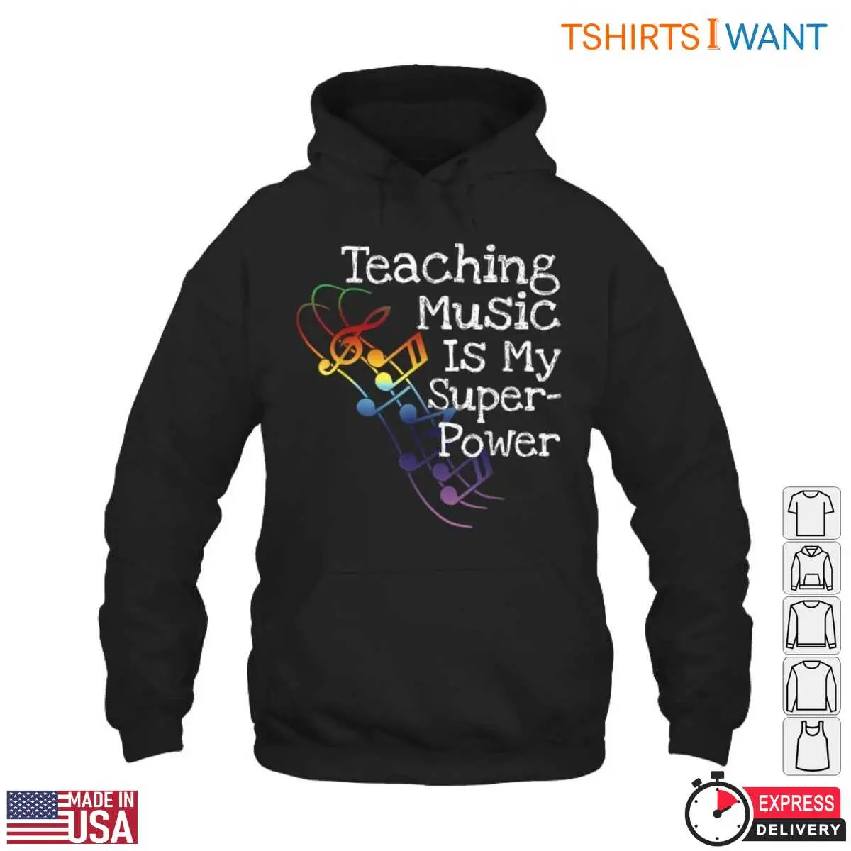 Teaching Music Is My Superpower Rainbow Music Notes Teacher T Shirt 4 1.jpg