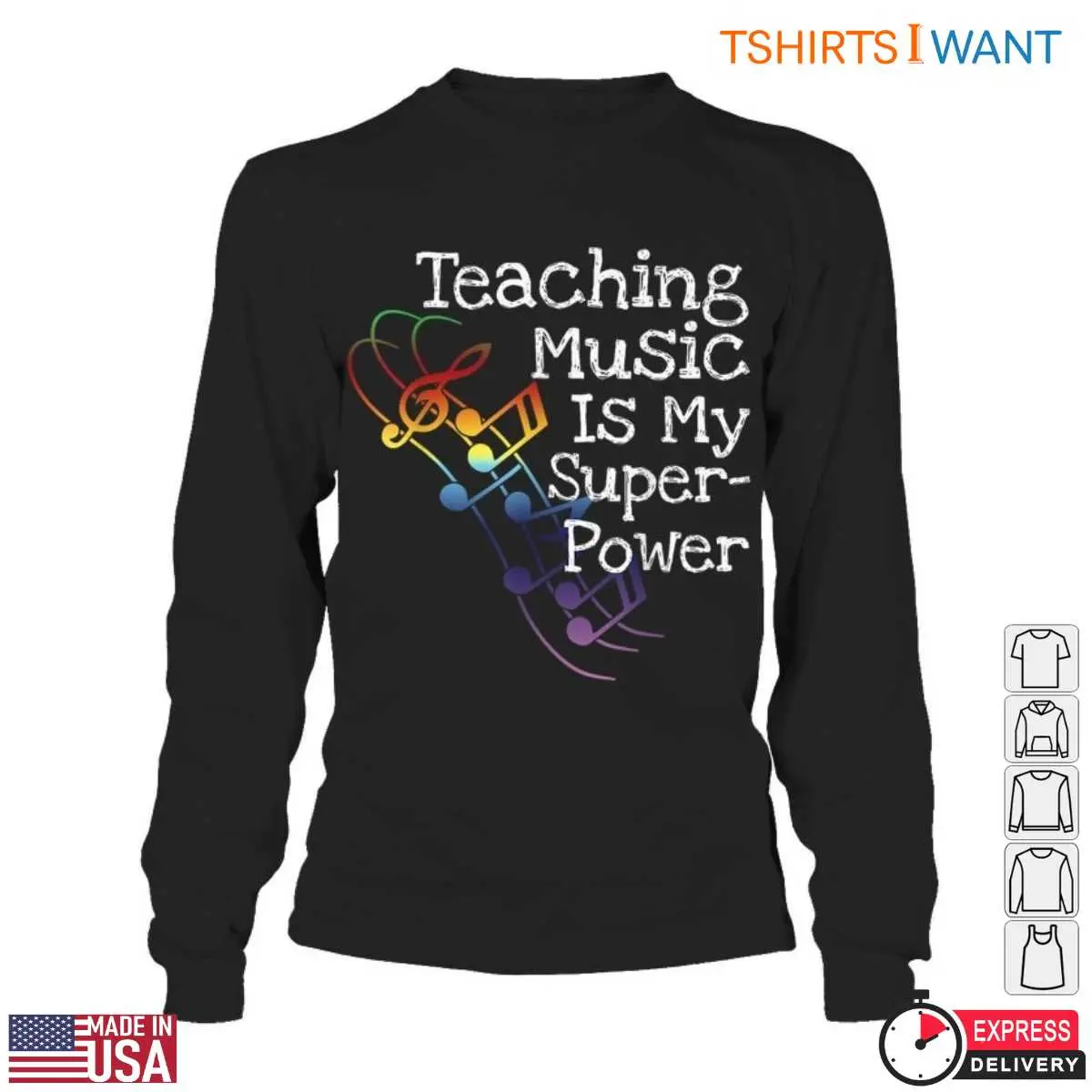 Teaching Music Is My Superpower Rainbow Music Notes Teacher T Shirt 5 1.jpg