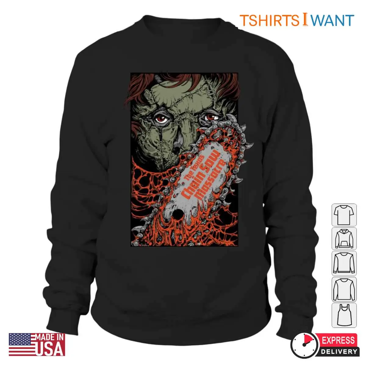 Texas Chainsaw Massacre Leatherface Chainsaw Graphic Tee Horror Movie Art 2 1.jpg