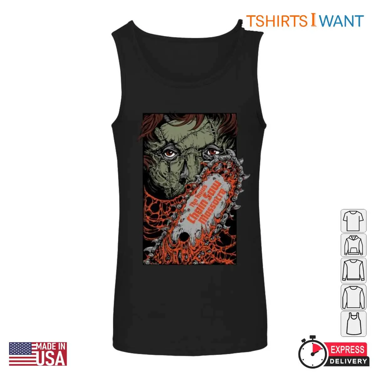 Texas Chainsaw Massacre Leatherface Chainsaw Graphic Tee Horror Movie Art 4 1.jpg