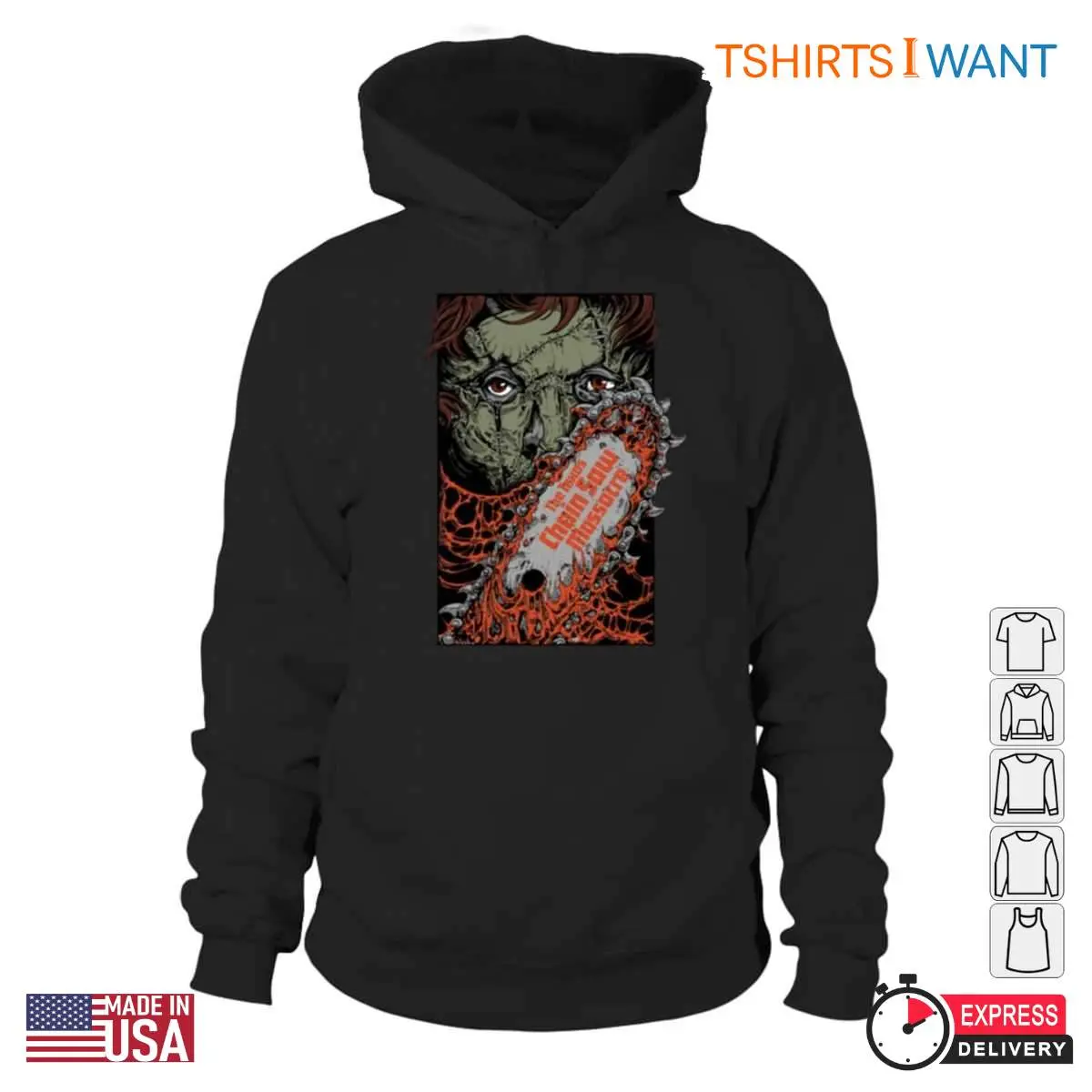 Texas Chainsaw Massacre Leatherface Chainsaw Graphic Tee Horror Movie Art 5 1.jpg