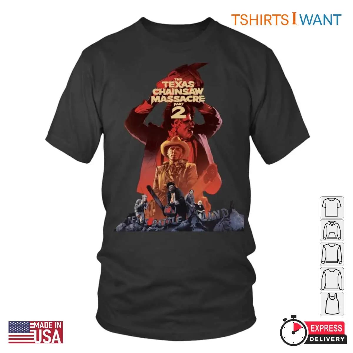 Texas Chainsaw Massacre Part 2 T-Shirt - Vintage Horror Movie Poster Design 10 Texas Chainsaw Massacre Part 2 T-Shirt