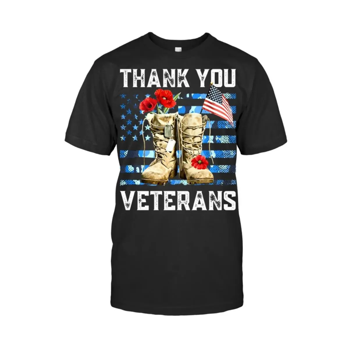 Thank You Veterans T-Shirt with American Flag and Boots Design - Women's Patriotic Tee 1 Thank You Veterans T Shirt Womens Patriotic Tee with American Flag and Boots Design 1