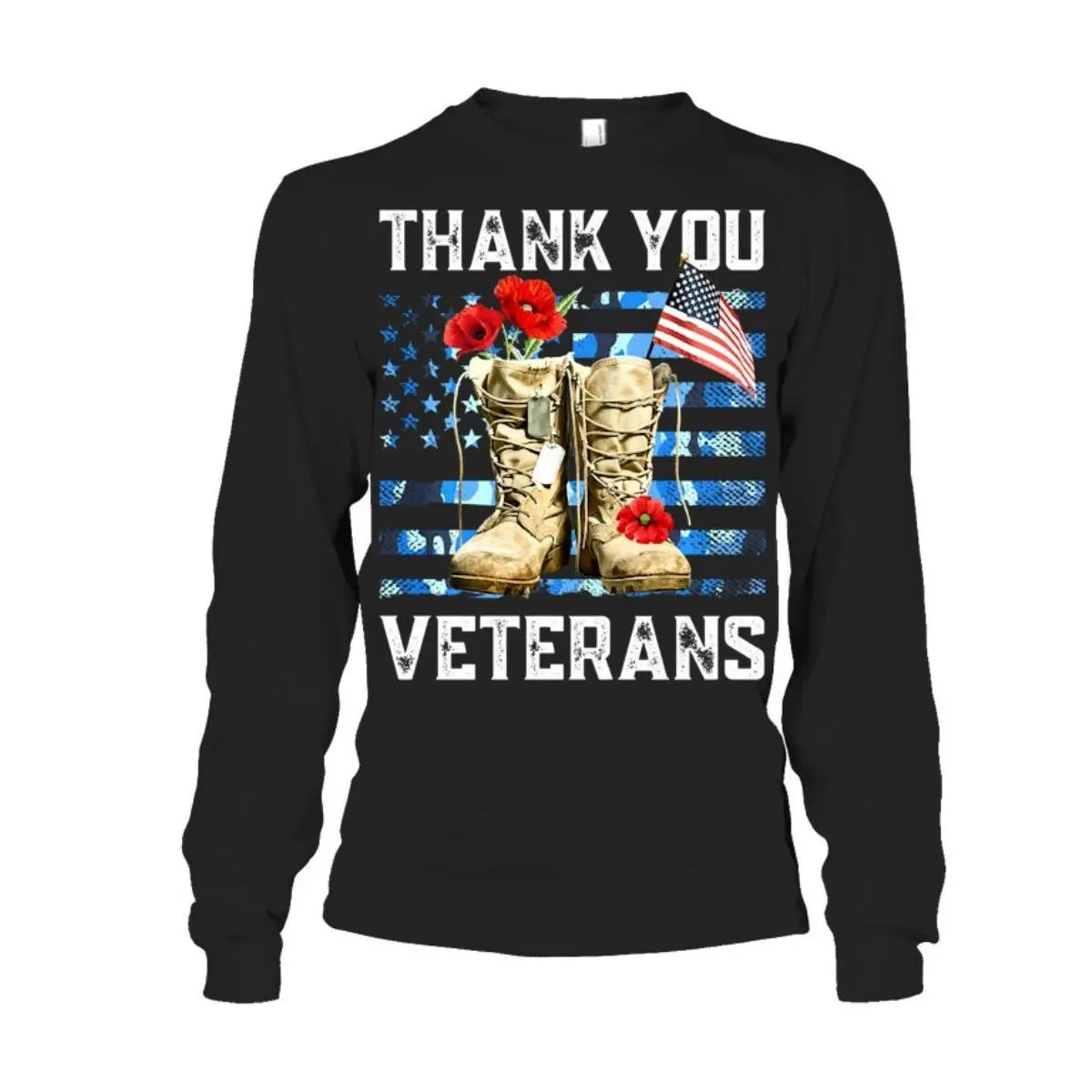 Thank You Veterans T-Shirt with American Flag and Boots Design - Women's Patriotic Tee 3 Thank You Veterans T Shirt Womens Patriotic Tee with American Flag and Boots Design 3