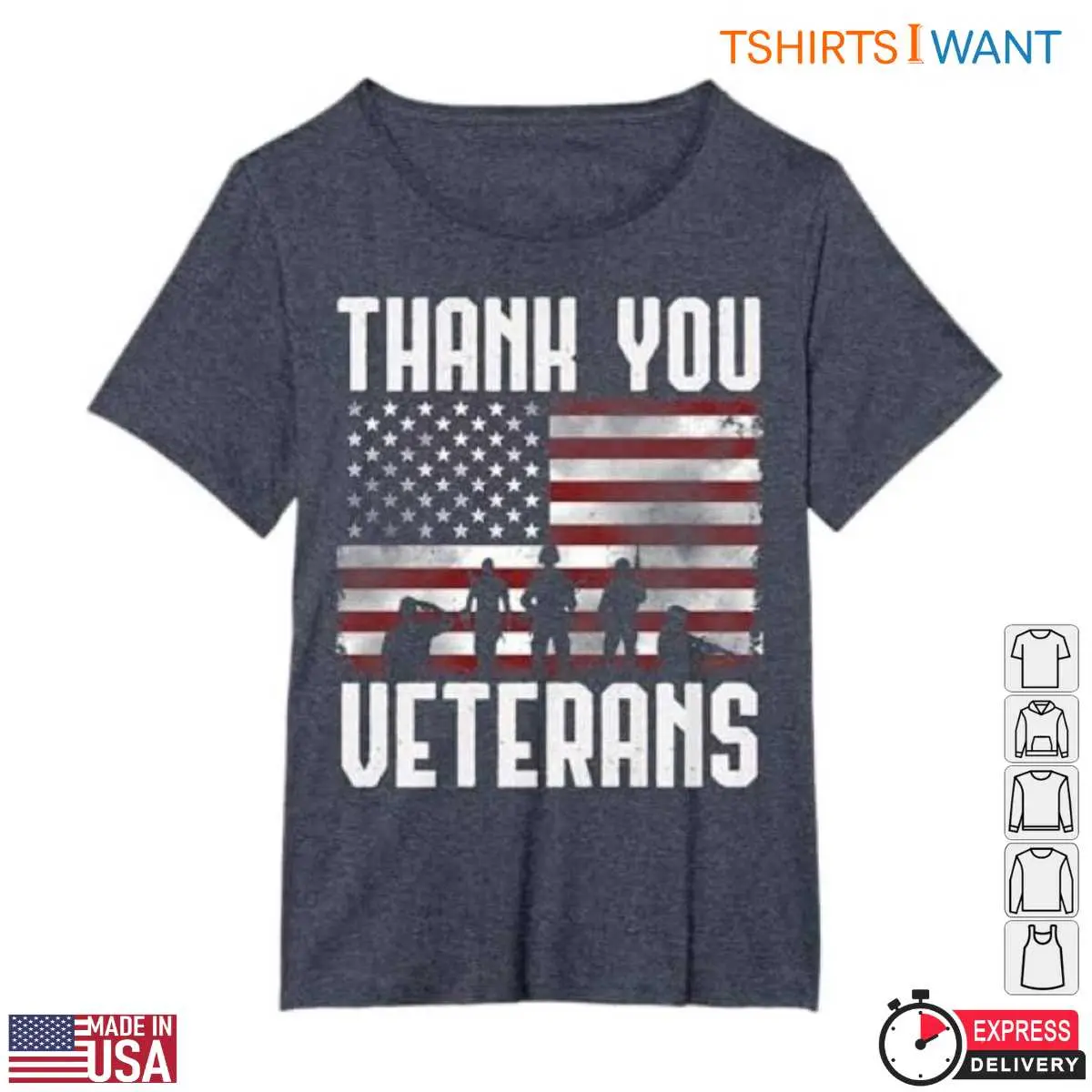 Thank You to Veterans T-Shirt - Patriotic American Flag & Military Graphic 13 Thank You to Veterans T-Shirt Detail
