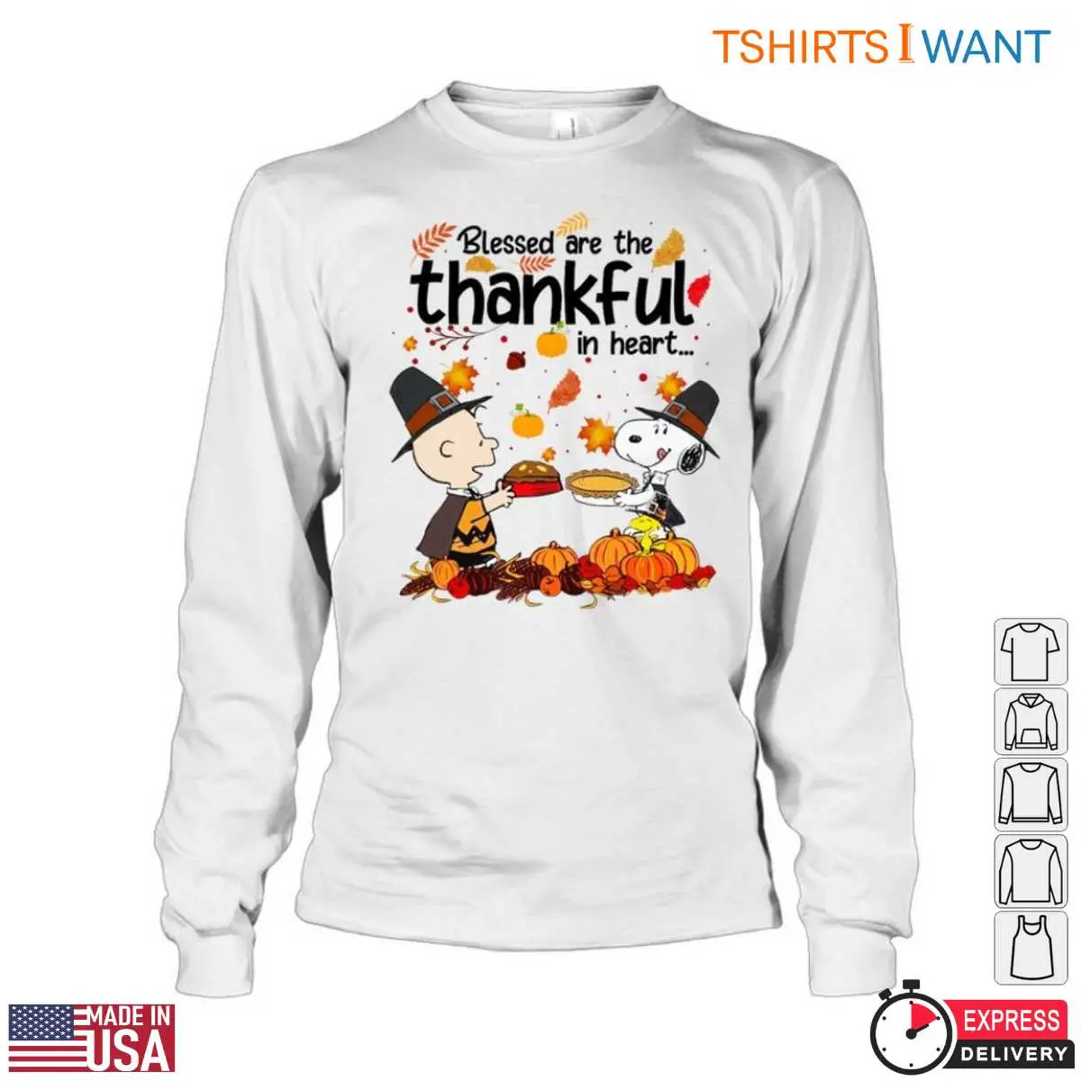 Thanksgiving Charlie Brown T Shirt Be Thankful Tee 2 1.jpg