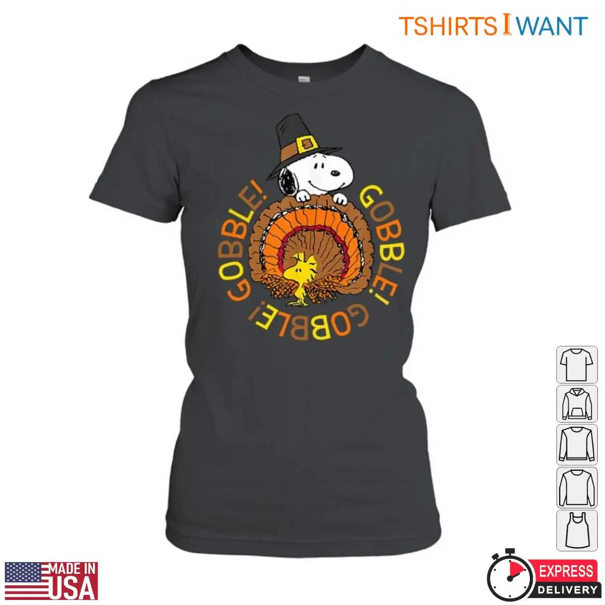 Thanksgiving Snoopy T-Shirt - Gobble Gobble Graphic Tee with Woodstock 2 Thanksgiving Snoopy T Shirt Gobble Graphic with Woodstock 2 1.jpg