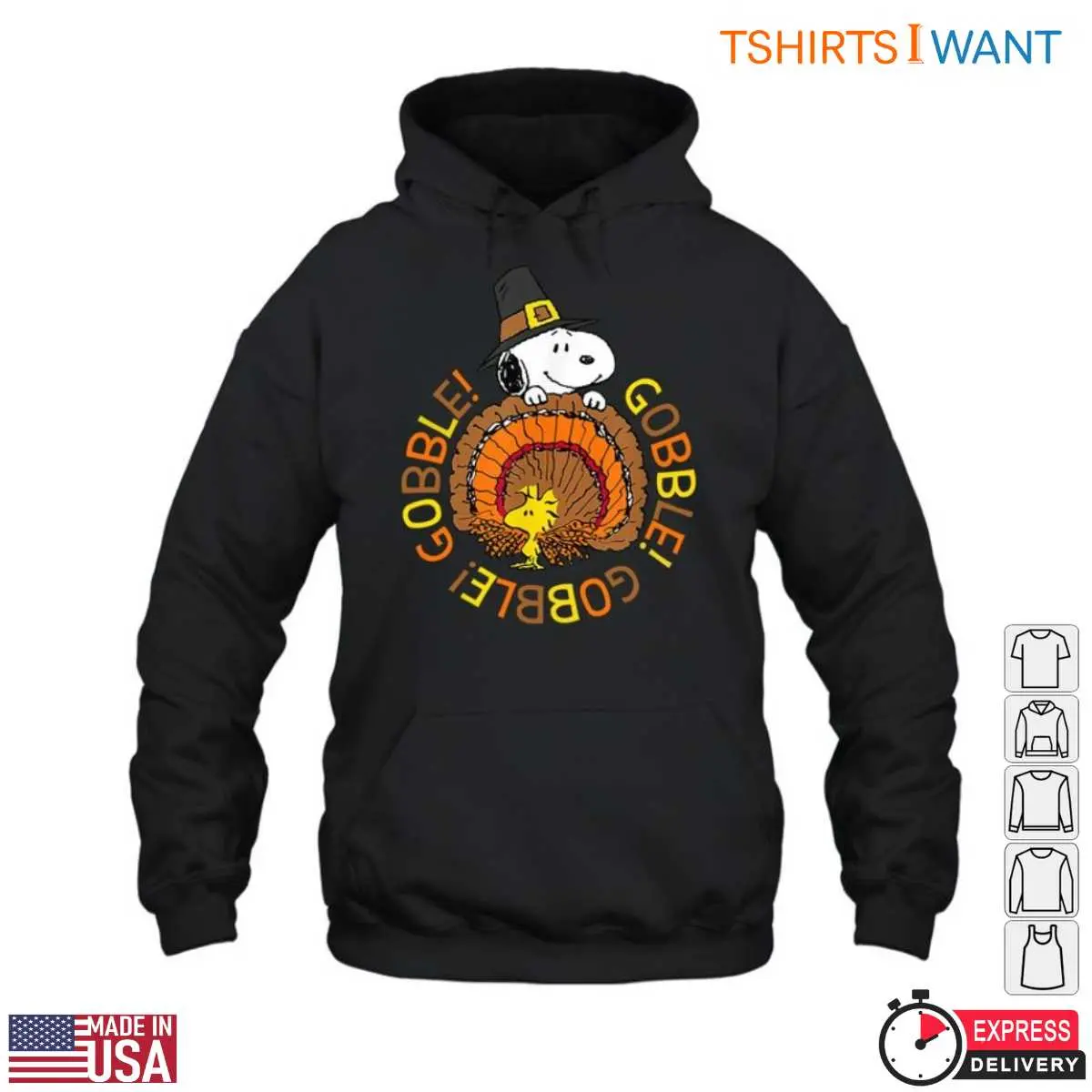 Thanksgiving Snoopy T-Shirt - Gobble Gobble Graphic Tee with Woodstock 13 Thanksgiving Snoopy T-Shirt Detail