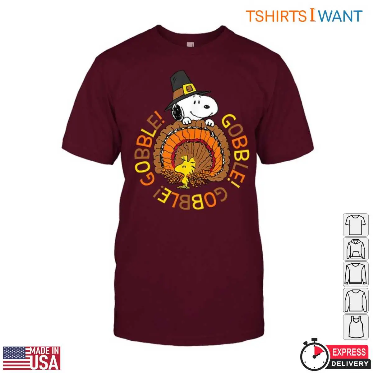 Thanksgiving Snoopy T-Shirt - Gobble Gobble Graphic Tee with Woodstock 5 Thanksgiving Snoopy T Shirt Gobble Graphic with Woodstock 5 1.jpg
