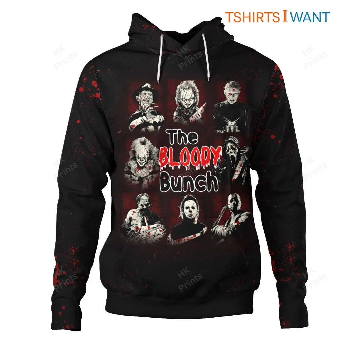 The Bloody Bunch Horror AOP Hoodie – Ultimate Scary Halloween Costume for Movie Fans 6 The Bloody Bunch Horror AOP Hoodie Front