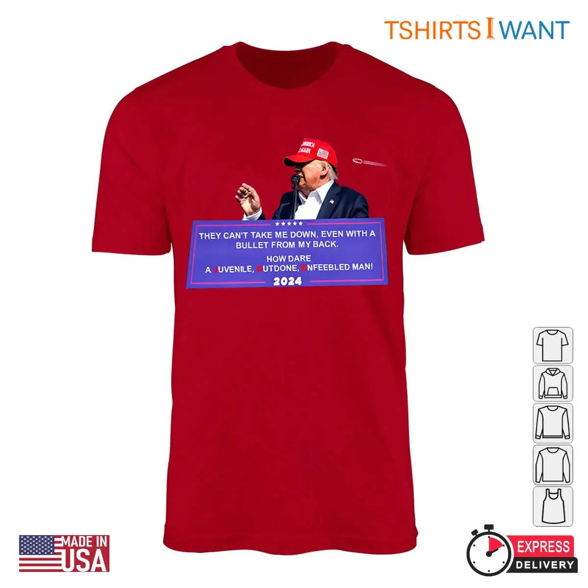 You Can't Take Me Down, Even with a Bullet from My Back, Red T-shirt