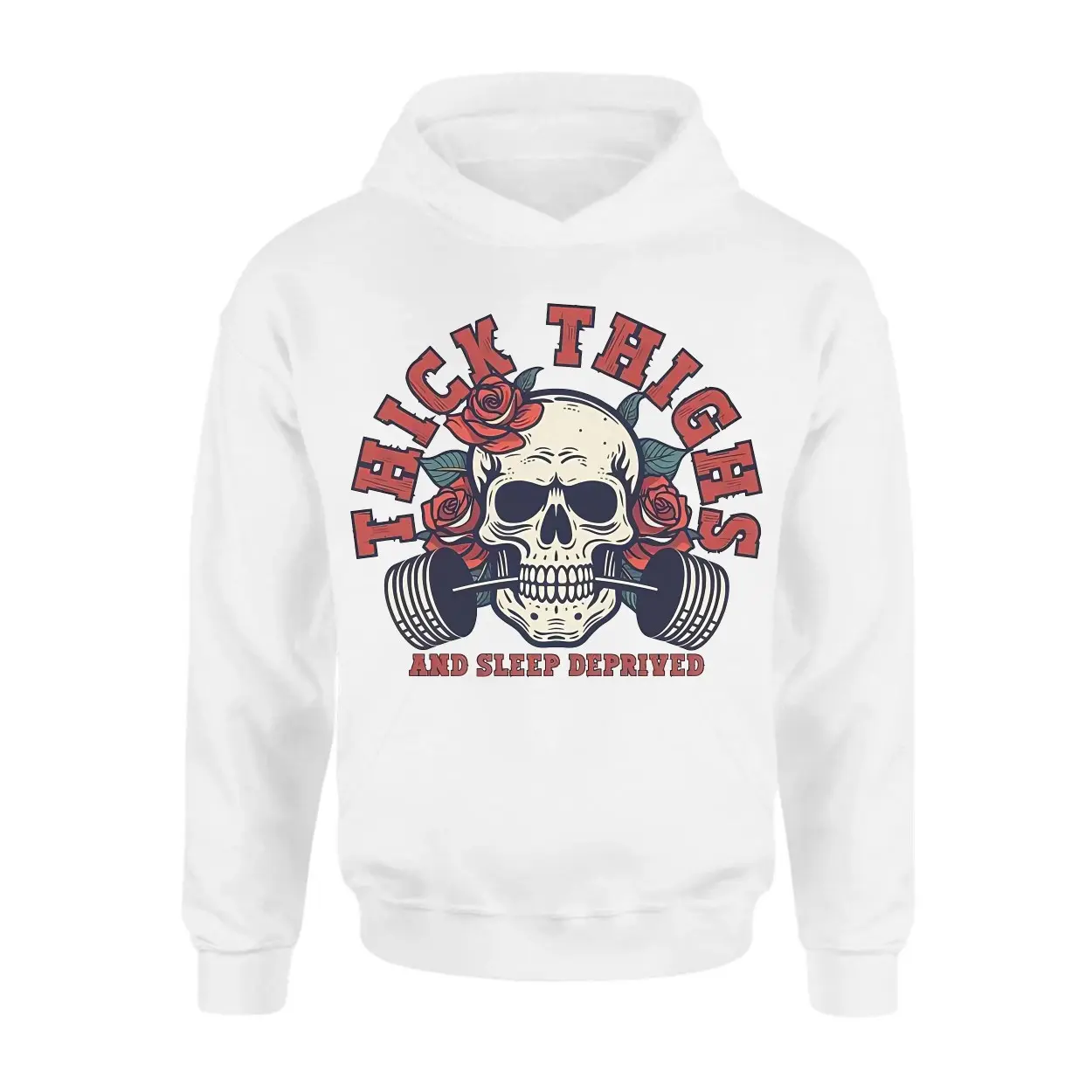Thick Thighs and Sleep Deprived T Shirt E28093 Skull Barbell Gym Tee 2.jpg