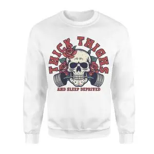 Thick Thighs and Sleep Deprived T-Shirt – Skull Barbell Gym Tee 9 Thick Thighs and Sleep Deprived T Shirt E28093 Skull Barbell Gym Tee 3.jpg