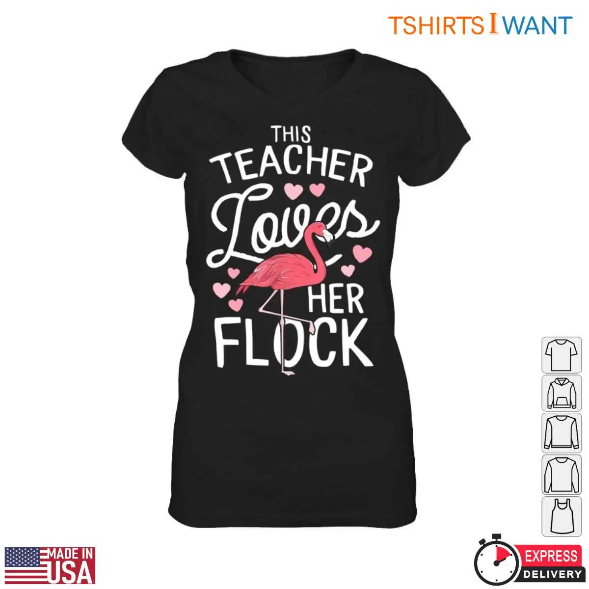 This Teacher Loves Her Flock Flamingo T-Shirt 13 Teacher Flamingo T-Shirt Detail