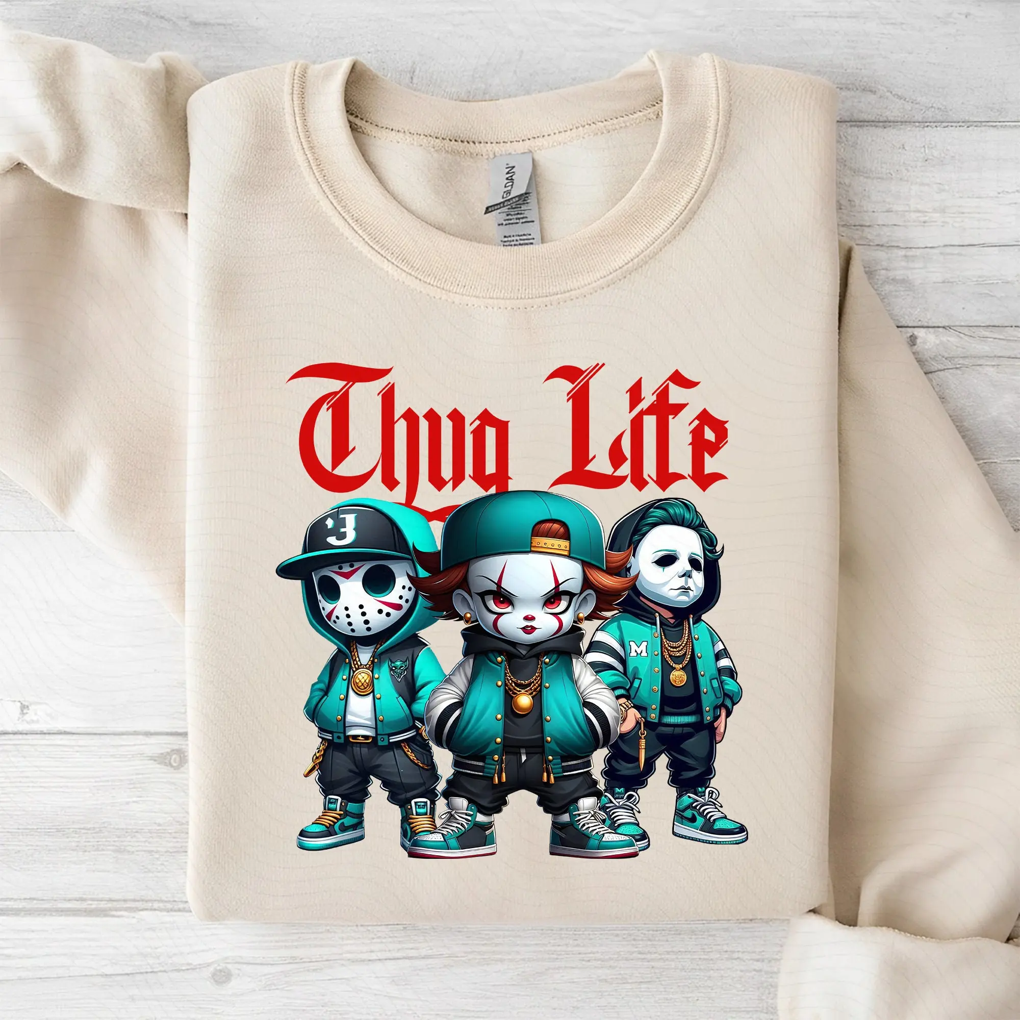 Thug Life Baby Horror Icons Sweatshirt – Cute Halloween Villains Crewneck 4