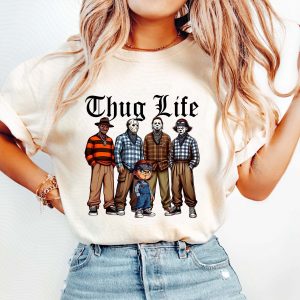 Thug Life Cholo Horror Icons Sweatshirt – Funny Halloween Villains Crewneck 4