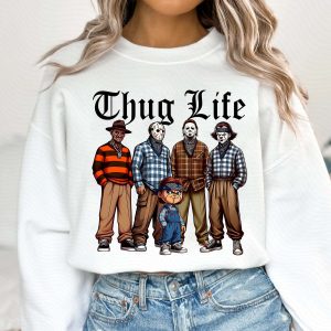 Thug Life Cholo Horror Icons Sweatshirt – Funny Halloween Villains Crewneck 5