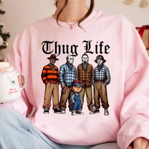 Thug Life Cholo Horror Icons Sweatshirt – Funny Halloween Villains Crewneck 6