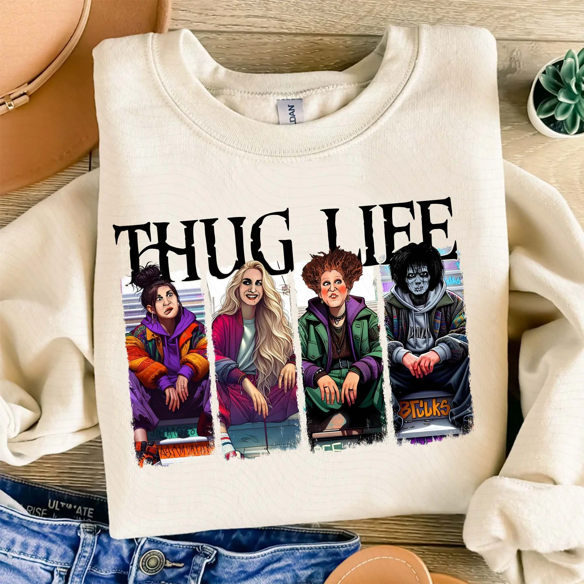 Thug Life Halloween Queens Sweatshirt – Funny Horror Movie Women Crewneck 1 Thug Life Halloween Queens Sweatshirt – Funny Horror Movie Women Crewneck 1