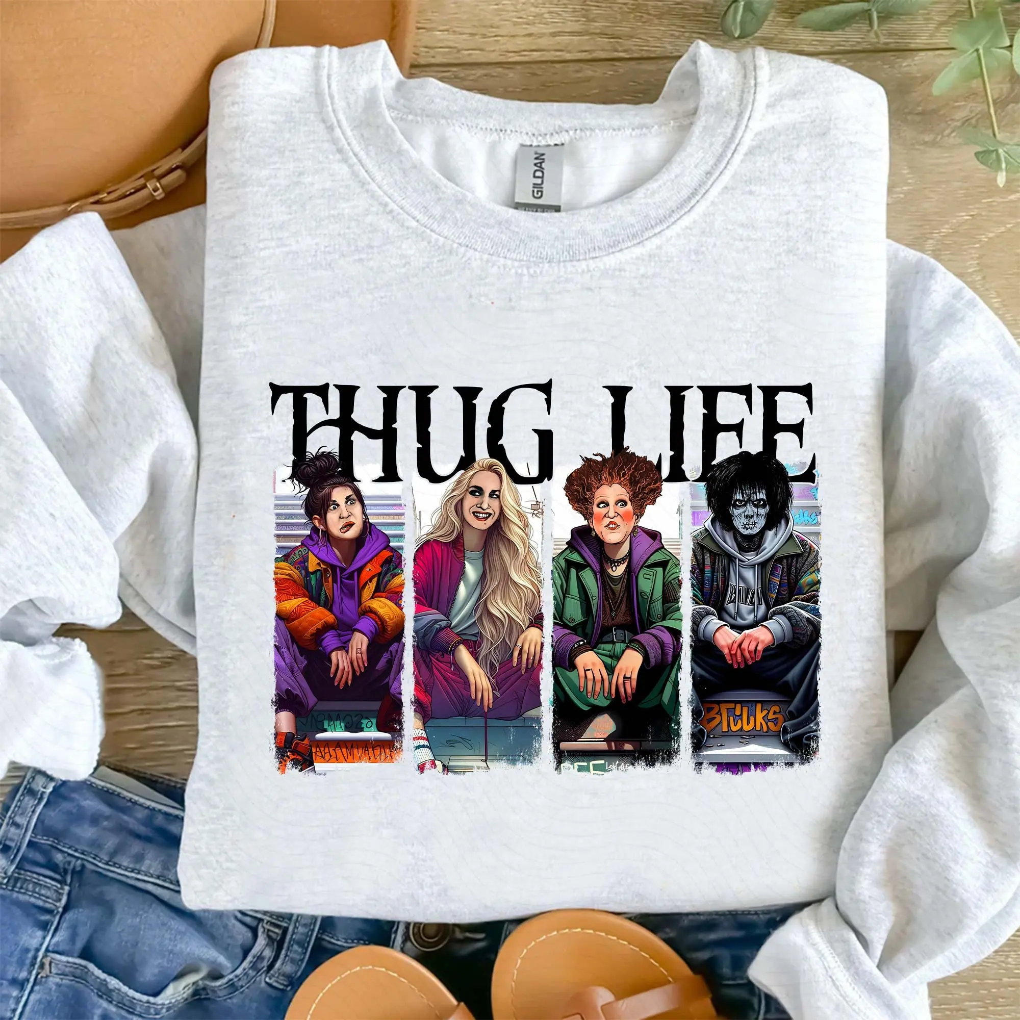 Thug Life Halloween Queens Sweatshirt – Funny Horror Movie Women Crewneck 2 Thug Life Halloween Queens Sweatshirt – Funny Horror Movie Women Crewneck 2