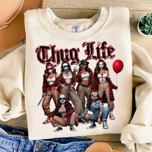Thug Life Horror Chola Girls Sweatshirt – Halloween Scary Movie Villains Tee 1