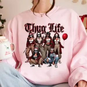 Thug Life Horror Chola Girls Sweatshirt – Halloween Scary Movie Villains Tee 11 Thug Life Horror Chola Girls Sweatshirt – Halloween Scary Movie Villains Tee 6