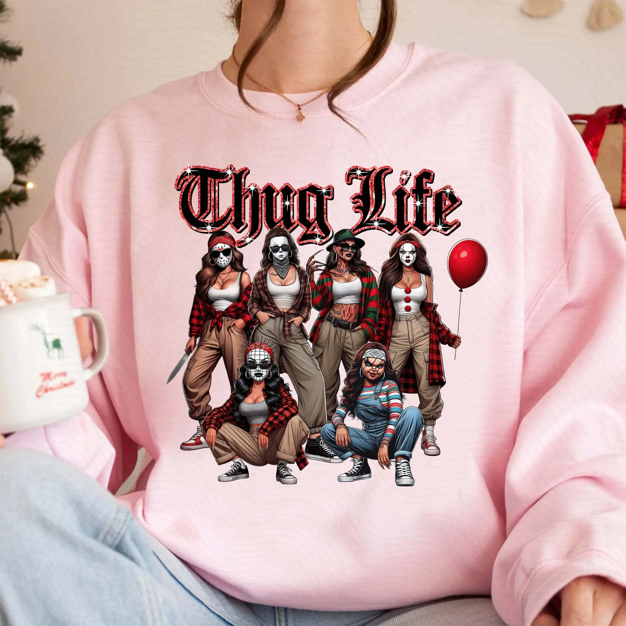 Thug Life Horror Chola Girls Sweatshirt – Halloween Scary Movie Villains Tee 6