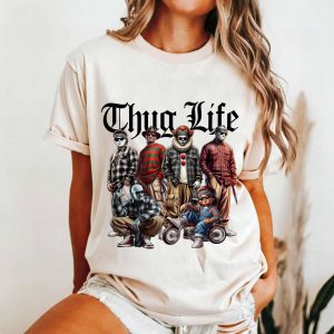 Thug Life Horror Cholo Shirt – Funny Slasher Villains Plaid Gang Tee 1