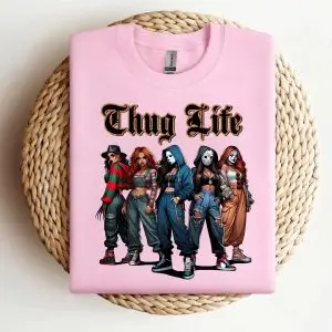 Thug Life Horror Girls Tee – Cute Scary Movie Halloween Shirt 8 Thug Life Horror Girls Tee – Cute Scary Movie Halloween Shirt 3