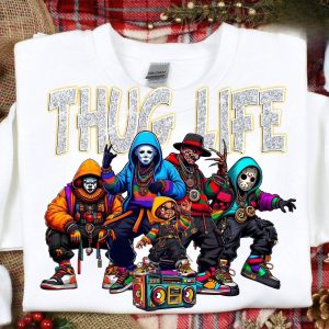 Thug Life Horror Icons Shirt – Funny Rap Style Halloween Villains Tee 2