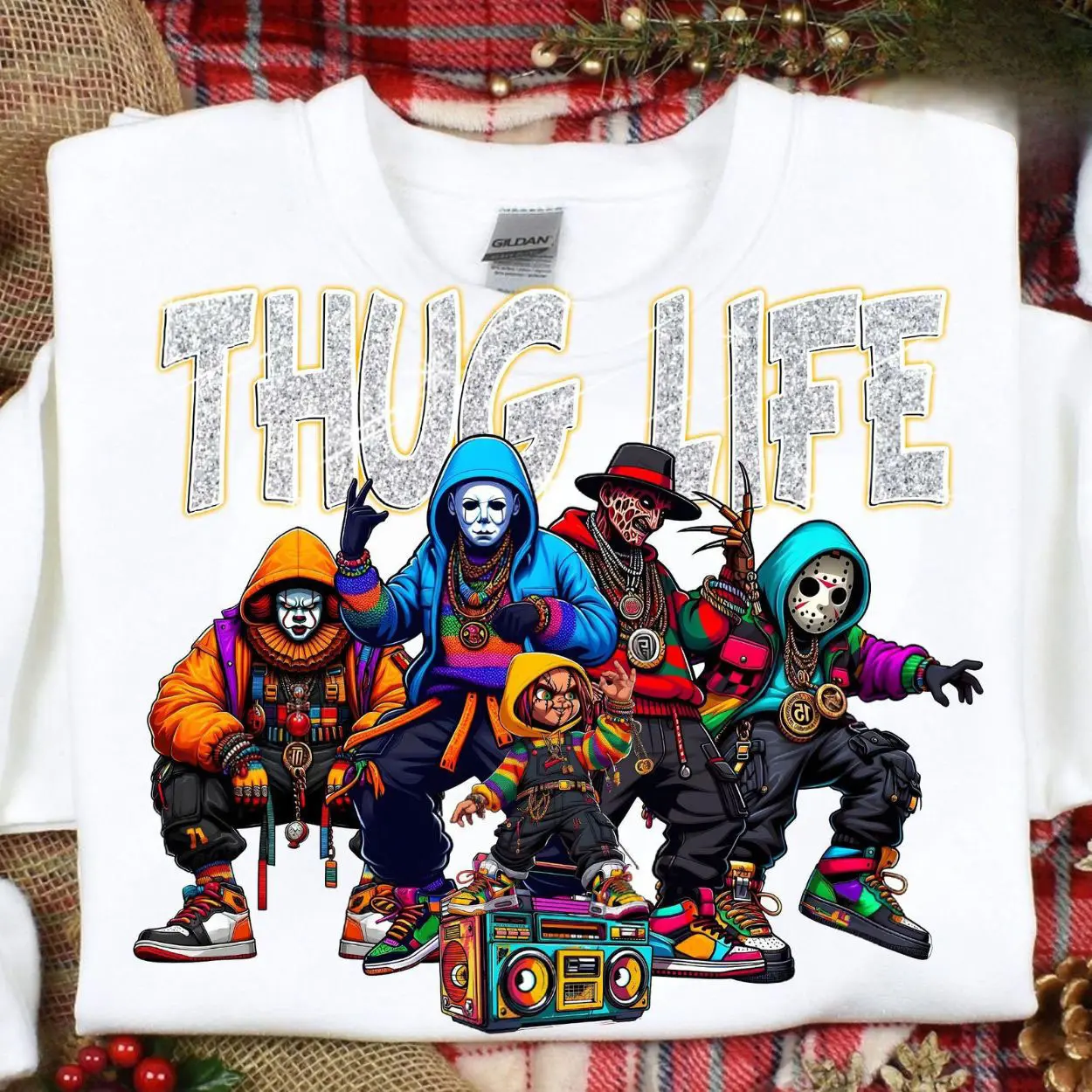 Thug Life Horror Icons Shirt – Funny Rap Style Halloween Villains Tee 2