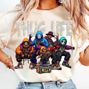 Thug Life Horror Icons Shirt – Funny Rap Style Halloween Villains Tee 3