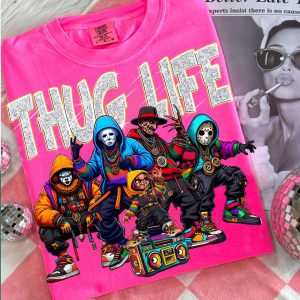 Thug Life Horror Icons Shirt – Funny Rap Style Halloween Villains Tee 4
