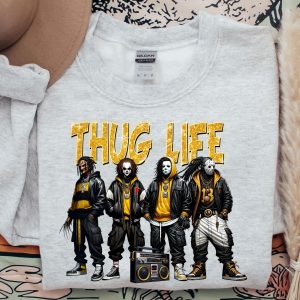 Thug Life Horror Icons Sweatshirt – Yellow Hip Hop Halloween Villains Tee 4