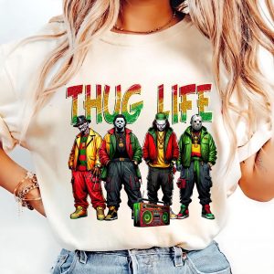 Thug Life Horror Shirt – Reggae Style Halloween Slasher Icons Tee 2