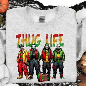 Thug Life Horror Shirt – Reggae Style Halloween Slasher Icons Tee 3