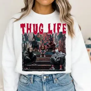 Thug Life Horror Villains Sweatshirt – Graffiti Street Style Halloween Crewneck 10 Thug Life Horror Villains Sweatshirt – Graffiti Street Style Halloween Crewneck 3