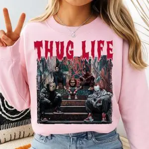 Thug Life Horror Villains Sweatshirt – Graffiti Street Style Halloween Crewneck 13 Thug Life Horror Villains Sweatshirt – Graffiti Street Style Halloween Crewneck 6