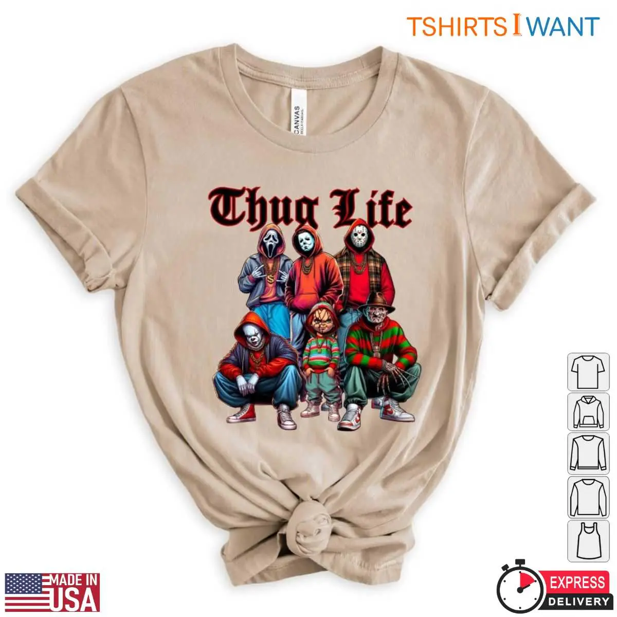 Thug Life Horror Villains T Shirt E28093 Hip Hop Style Halloween Characters Graphic Tee 1.jpg