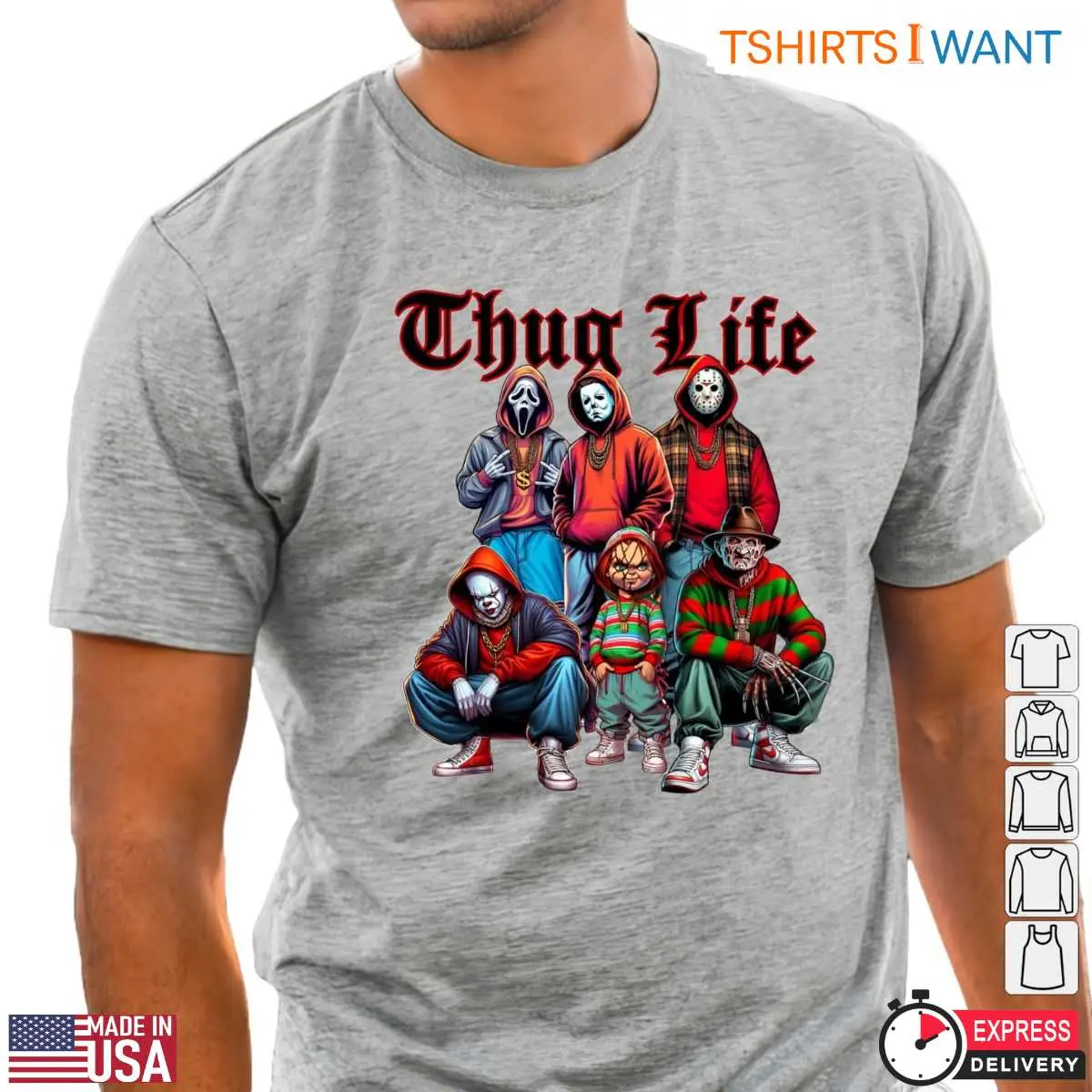 Thug Life Horror Villains T Shirt E28093 Hip Hop Style Halloween Characters Graphic Tee 5.jpg