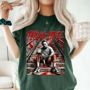 Thug Life Michael Myers Shirt – Street Style Halloween Horror Tee 4 Thug Life Michael Myers Shirt – Street Style Halloween Horror Tee 2
