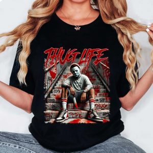 Thug Life Michael Myers Shirt – Street Style Halloween Horror Tee 3