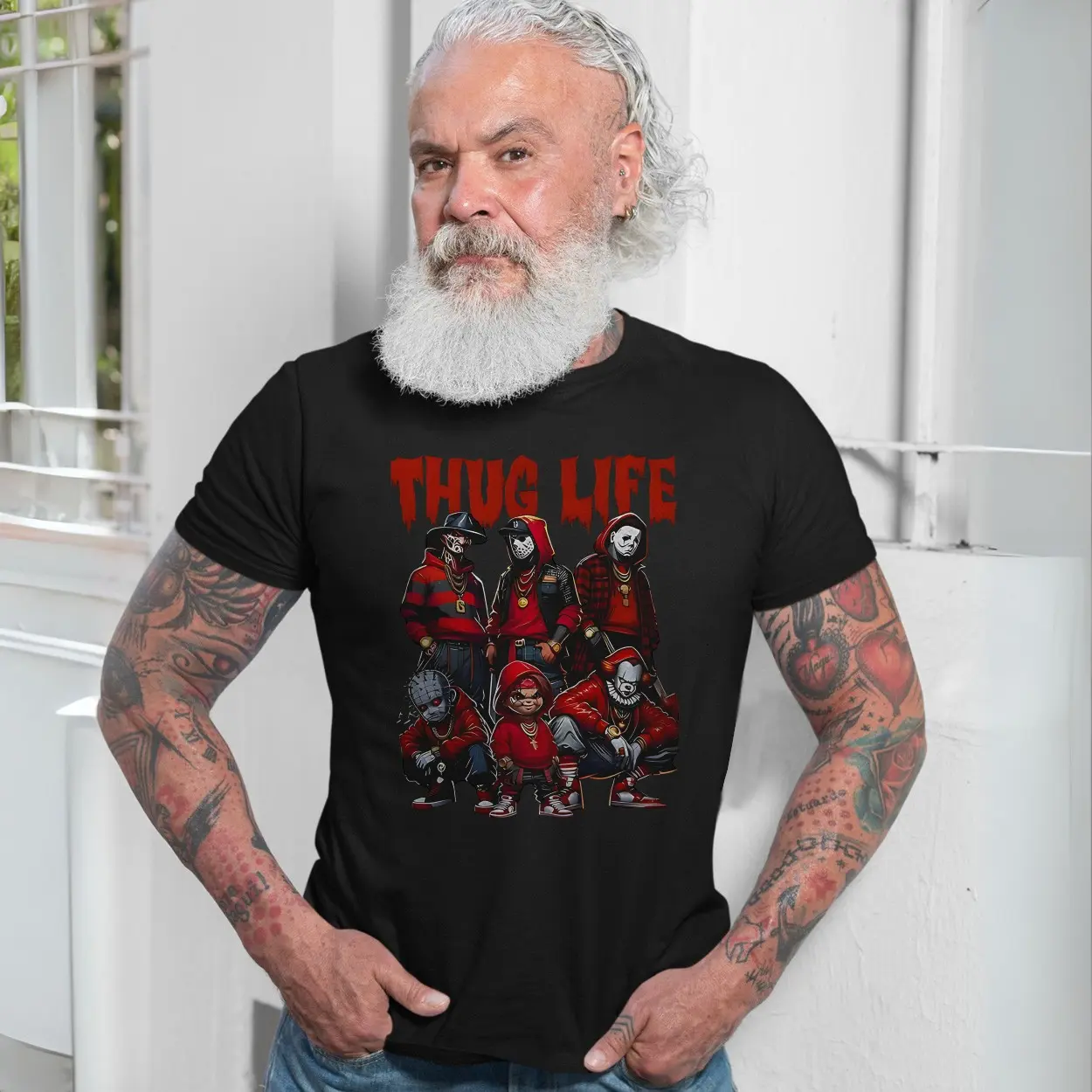 Thug Life T shirt E28093 Horror Movie Villains Streetwear Design Tee 7.jpg